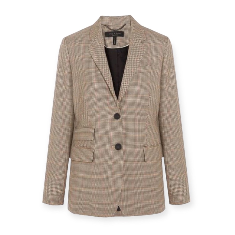 Rag & Bone Rona Houndstooth Plaid Wool Blazer